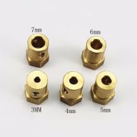 Fixmee 10pc 3/4/5/6/7mm Shaft Motor Flexible Coupling Tyre Wheel Brass Hex Coupler Set amp;wrench