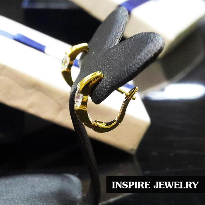 inspire-jewelry-ต่างหูเพชรสวิส-ขาล็อคงานจิวเวลลี่-gold-plated-diamond-clonning-gold