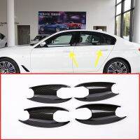 Carbon Fiber For BMW New 5 Series G30 2017 2018 Car ABS Plastic Chrome Exterior Door Bowl Cover Trim 4Pcs