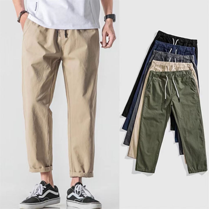 Kinwoo #935 Korean Chino Pants for Men Garter Drawstring Khaki Pants ...