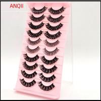 ANQII 10Pairs/box ปริมาณที่น่าทึ่ง งานทำมือ เส้นใยไฟเบอร์ วอลลุ่ม ขนตาฟูม ตาขยาย ขนตายาวหนา ขนตาปลอม