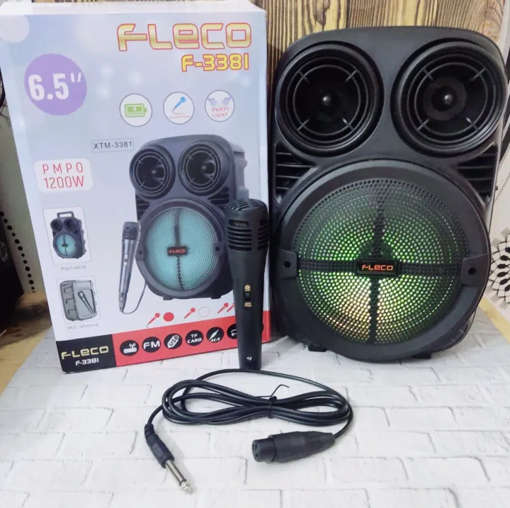 Speaker Karaoke Bluetooth Fleco F 3381 Extra Bass Free Microphone