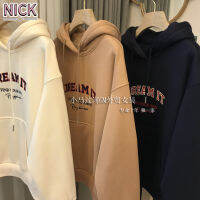 NICK ผู้หญิงเสื้อสเวตเตอร์พิมพ์เสื้อหลวมสบายๆหนา Hooded ผู้หญิงเสื้อ