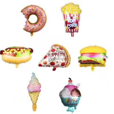 1pcHot-selling hot-selling burger pizza ice cream shape aluminum balloon birthday party decoration dress up supplies Balloons