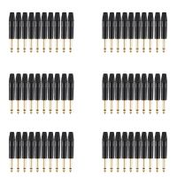 Gold Plating 60Pcs Plug Mono Professional 2 Pole 6.35 mm 6.5mm Stereo Jack Plug Neutrik 6.35mm Jack Black