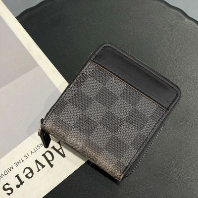 2022 New Style Korean Wallet Men Short Casual Document Multifunctional Plaid Small