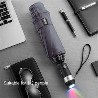 Umbrella reverse rain and rain dual-use automatic folding simple car car double wind resistant large umbrella with LED light