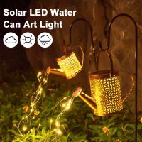 ▲❀ Solar Watering Can Light LED Hanging Kettle Lantern Waterproof Outdoor Garden Decor Metal Retro Waterfall Lamp Landscape Light