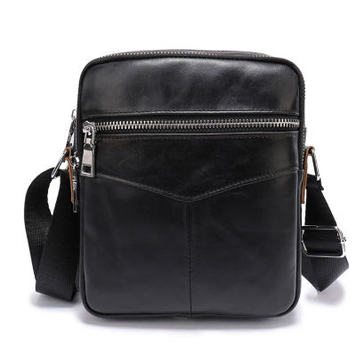 High Quality Mens Genuine Leather Briefcases Middle Size Male Leather Messenger Bags Black Men Shoulder Bag Cross body Bags