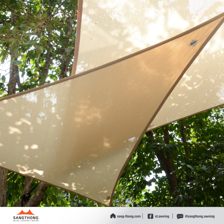 ผ้าใบกันแดดคูลลาลู-coolaroo-รุ่น-commercial-grade-5x5x5-m-ทรงสามเหลี่ยม-shade-sail-triangle-พร้อมฟรีห่วงสแตนเลสทุกมุมผ้า-ผ้าใบกรองแดด-uv-ผ้าตาข่ายกรองแสงอย่างดี