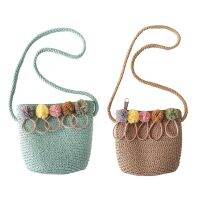 2 Pcs Girls Shoulder Bag Straw Rattan Weave Crossbody Bag for Baby Girls Best(Green &amp; Khaki)2