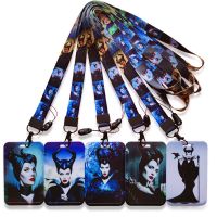 Disney Maleficent ID Card Holder Lanyards Women Business Neck Strap Credit Card Case Girls Badge Holder Retractable Clip Card Holders