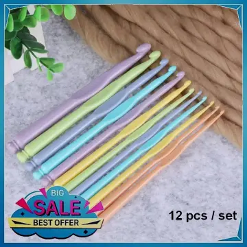  12Pcs ABS Plastic Afghan Tunisian Crochet Hook Set with Cable  -, Durable, Carpet Rug Weave Knitting Needles
