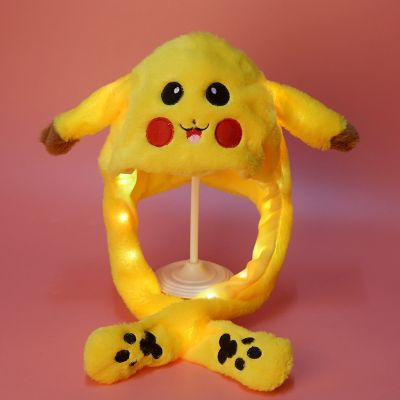 Sanrio Cinnamoroll Pikachu หมวกขยับได้,หมวกกระต่ายเรืองแสงสำหรับพ่อแม่-เด็กหมวกการ์ตูนหูยาวตกแต่งน่ารักแปลกใหม่