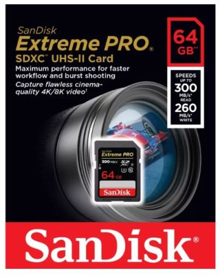 เมมโมรี่การ์ด SanDisk 64GB Extreme PRO U3 SDXC SD Read 300MB/s Write 260MB/s 2000X UHS-II 4K CLASS 10 (รับประกันตลอดอายุการใช้งาน)