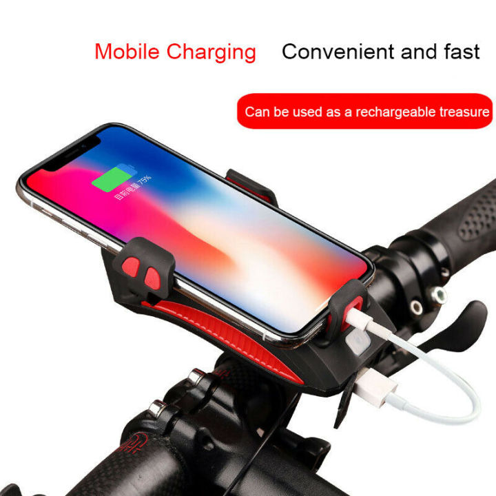 hot-sales-pei7360369369269-4in1จักรยานจักรยานแผงตัวยึดไฟหน้ารถมอเตอร์ไซค์แบบ-led-แตรโทรศัพท์ชาร์จไฟได้-usb-ตัวยึดตัวจับโทรศัพท์สำหรับ-samsung-iphone-huwei