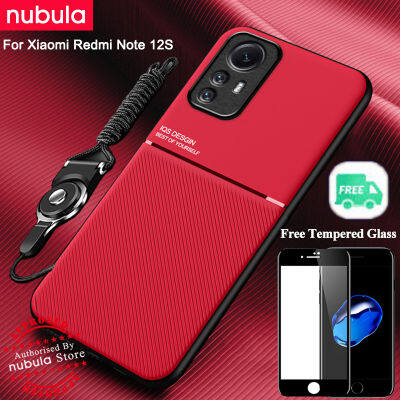 NUBULA เคส Xiaomi Redmi Note 12S (6.43 ") นิ้ว,เคสฟรีกระจกเทมเปอร์หนังนุ่มให้ความรู้สึก Hp Redmi Note 12S 4G ฝาหลังโทรศัพท์มือถือกันกระแทกขาตั้งสายคล้องมือเคสสำหรับ Redmi ด้านหลังชุดทำความสะอาดหน้าจอ Note 12S 4G