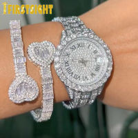 2022 New Iced Out Bling Opened Heart Zircon Charm celet Baguette AAA CZ Hearts Bangle For Men Women Hiphop Luxury Jewelry