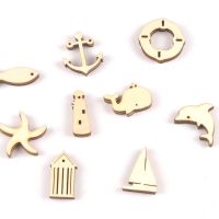 【YF】☽  27-31mm Mixed Ornament Dolphin/starfish/whale/anchor/sailboat Pattern Wood Scrapbook Carft 20pcs m2153