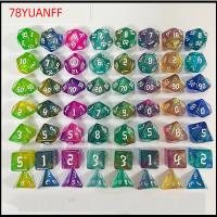 78YUANFF 7Pcs/set สองสี ลูกเต๋า DND D4 D6 D8 D10 D12 D20 7-Die Table Game ลูกเต๋าหลายด้าน ทนทานต่อการใช้งาน อะคริลิค ลูกเต๋าเกม TRPG DND