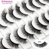 Visofree 10 Pairs Faux Mink Eyelashes Handmade False Eyelashes Natural Nude Makeup Simulation Cross Messy Eye 3D Curly Eyelashes