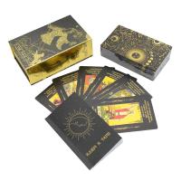 New23 Gold Foil Tarot 12X7cm Russian Version Card Game PVC Waterproof Board Game Poker Divination Gift Box Set Universe Black Manual