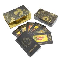 New23 Rider Gold Foil Tarot 12X7cm Russian Version Card Game PVC Waterproof Board Game Poker Divination Gift Box Set   Manual
