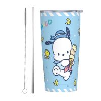 Sanrio Pochacco 20Oz แก้วกาแฟแก้วแบบมีหลอดรถ (พร้อมหลอด) ฝาปิด PS ถ้วยด้านใน304วัสดุ201ด้านนอก