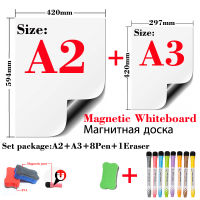 A2+A3 Size Magnetic Whiteboard Fridge Stickers Recipe Monthly Weekly Schedule Dry Erase Message Board Gift Magnet Pen Eraser