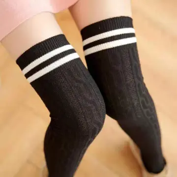 Womens Thigh High Socks Knee High Sock Striped Long Sock Harajuku