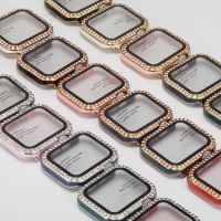 Watch Case Tempered film for Apple watch 44mm 42mm 40mm 38mm double row Diamond case for iwatch 6 5 4 3 2 1 SE Protective shell