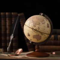 New 22Cm World Globe Earth Map In English Retro Wooden Base Earth Instrument Geography Education Globe Desk Decoration Furniture