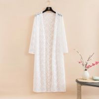 Spring and Summer New Lace Cardigan with Long Sleeves, Long Slim and Elegant Sun Protection Clothing, All-match Thin Coat Women