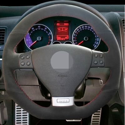 【YF】 Black Faux Leather?Car Steering Wheel Cover For Volkswagen Golf 5 Mk5 GTI VW R32 Passat R GT 2005