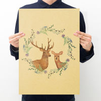 【F042】Nordic Style Deer A Nostalgic Retro Poster Kraft Paper Bar Cafe Decoration