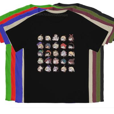 Genshin Impact Game Mens T Shirt Chibi Nerdy Characters Individuality T-shirts Male Graphic Printed Camisas Man T-shirt