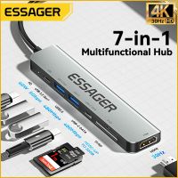 Essager 7 in 1 USB C Hub USB Type-c to HDMI-Compatible Laptop Dock Station For Macbook Pro Air Extensor USB 3.0 Adapter Splitter