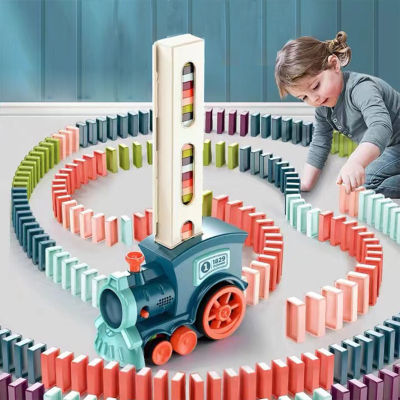 โดมิโนรถไฟของเล่นเกมสำหรับเด็ก,ชุดของเล่นรถไฟโดมิโนบล็อกอัตโนมัติวางโดมิโน60ชิ้นสำหรับเด็กและเด็กผู้หญิง