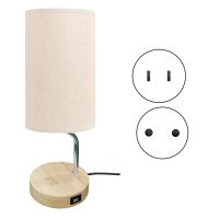 Touch Control Table Lamp, Smart Wireless Charger, USB Port, 3-Way Dimmable Wooden Nightstand Lamp, Bedside Lamps