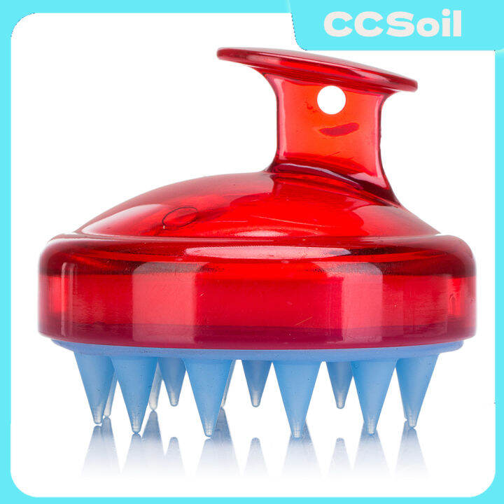 CCSoil Soft Silicone Hair Brush Gentle Shampoo Scalp Massage Red