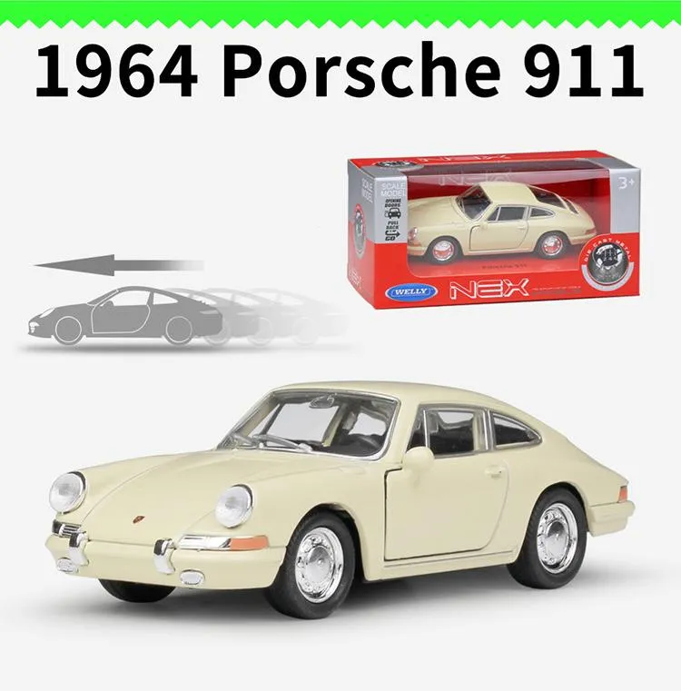 Xe Đồ Chơi, 1:36 1964 Porsche 911 Mô Hình Xe Thể Thao Màu Be Mô