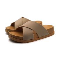 Gpatt : Two Tone Double Cross Sandals รองเท้าแตะลําลองแถบไขว้ พื้นเบจ นุ่มสบาย ระบายอากาศได้ดี แฟชั่นสไตล์มินิมอล รองเท้าผู้หญิง (4สี)