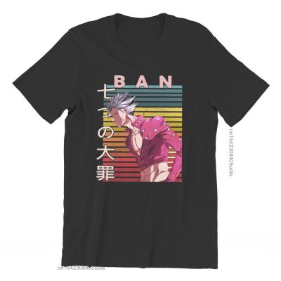 แขนสั้นโอเวอร์ไซส์เสื้อยืด พิมพ์ลายอนิเมะ Seven Deadly Sins Ban สไตล์วินเทจ ขนาดใหญ่ คุณภาพสูงS-4XL  A3K6