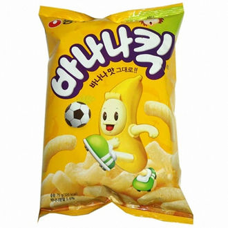 บานานาคิกส์ ขนมอบกรอบรสกล้วยหอม nongshim banana flavor snack  농심 스낵 부드러운 바나나 맛 45g