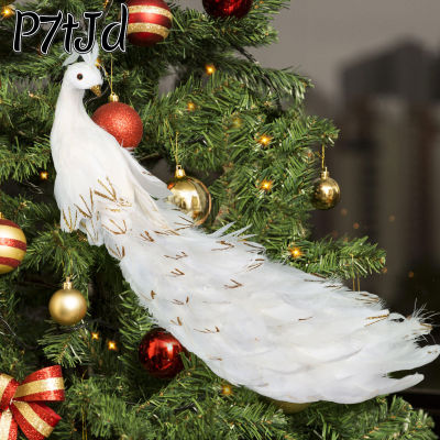 [P7tJd] นกปลอมอุปกรณ์ตกแต่งวัยคริสมาสต์งานปาร์ตี้สำนักงานสีมันวาวและคลาสสิกการตกแต่งบ้านขนนกจริง