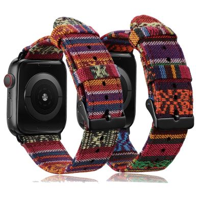 Christmas Exotic Style Fabric Straps For iWatch Band 8 7 SE 45mm 44mm 42mm Sports For Apple Watch 41mm 40mm 38mm Series 6 5 4 3 Straps