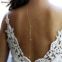 【CW】☋✜  Function pearl necklace back chain Wedding Fashion body jewerllery chains  D1111