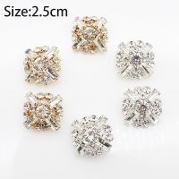 5Pcs/Lot 2.5cm Exquisite Fashion Rhinestone Metal Buttons DIY Mixed Color Sewing Clothing Hair Card Decorative Accessories Haberdashery