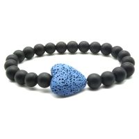 【cw】 13 Colorful Heart Lava Stone Arom Essential Oil Diffuser Bracelet Black Energy Beads Buddha Prayer Jewelry Men Women Bangle