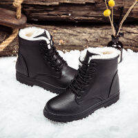 Female Snow Boots Winter Shoe Laces Leather Shoes Women Flat Waterproof 2019 Shoes Botas Mujer Botas Plus Size Martin Boots